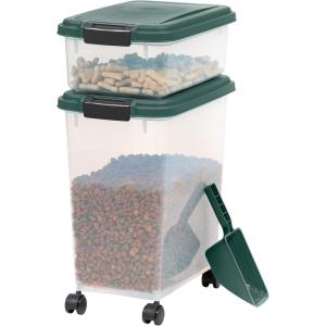 imageIRIS USA Remington Dog Food Storage Container 30 lbs 11 lbs Airtight Stackable Wheels Food Storage Treat Box 2Cup Scoop30 lbs  11 lbs