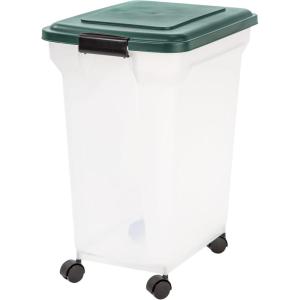 imageIRIS USA Remington Dog Food Storage Container 30 lbs 11 lbs Airtight Stackable Wheels Food Storage Treat Box 2Cup Scoop42 lbs