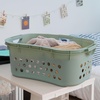 image:imageIRIS USA Plastic Laundry Basket 15 Bushel 50L Large Clothes Hamper with Ventilation Holes BuiltIn Handles amp Hip Hold Laundry Organizer for Bedroom Bathroom Dorm WhiteSage Green