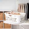 image:imageIRIS USA Plastic Laundry Basket 15 Bushel 50L Large Clothes Hamper with Ventilation Holes BuiltIn Handles amp Hip Hold Laundry Organizer for Bedroom Bathroom Dorm WhiteWhite
