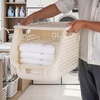 image:imageIRIS USA Plastic Laundry Basket 15 Bushel 50L Large Clothes Hamper with Ventilation Holes BuiltIn Handles amp Hip Hold Laundry Organizer for Bedroom Bathroom Dorm WhiteOff White