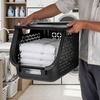 image:imageIRIS USA Plastic Laundry Basket 15 Bushel 50L Large Clothes Hamper with Ventilation Holes BuiltIn Handles amp Hip Hold Laundry Organizer for Bedroom Bathroom Dorm WhiteBlack
