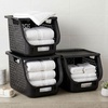 image:imageIRIS USA Plastic Laundry Basket 15 Bushel 50L Large Clothes Hamper with Ventilation Holes BuiltIn Handles amp Hip Hold Laundry Organizer for Bedroom Bathroom Dorm WhiteBlack