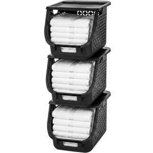 image:imageIRIS USA Plastic Laundry Basket 15 Bushel 50L Large Clothes Hamper with Ventilation Holes BuiltIn Handles amp Hip Hold Laundry Organizer for Bedroom Bathroom Dorm WhiteBlack