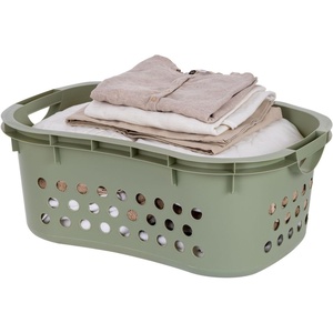 image:imageIRIS USA Plastic Laundry Basket 15 Bushel 50L Large Clothes Hamper with Ventilation Holes BuiltIn Handles amp Hip Hold Laundry Organizer for Bedroom Bathroom Dorm WhiteSage Green