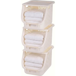 image:imageIRIS USA Plastic Laundry Basket 15 Bushel 50L Large Clothes Hamper with Ventilation Holes BuiltIn Handles amp Hip Hold Laundry Organizer for Bedroom Bathroom Dorm WhiteOff White