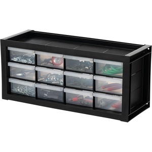 image:imageIRIS USA 12Drawer Desk Storage Organizer Made in USA Small Parts Plastic Storage Drawers Water Packet Jewelry Make up Craft Supplies Building Blocks Charms Nuts amp Bolts Black12 Drawer