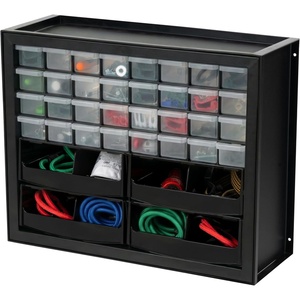 image:imageIRIS USA 32Drawer Organizer with 4 Bins and Dividers Made in USA Screw Organizer Garage Tool Organization Multi Drawer and Bins For Small Parts Electronics Building Blocks Black