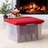 image:imageIRIS USA WeatherPro Light and Garland Holiday Decor Home Organizer with Light Reel Inserts Holiday Storage for Lights Garlands Decorations and Decorations with Seal Latching Lid 6 Pack ClearRed