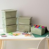 image:imageIRIS USA 2 Qt Craft Storage Bins with Lids 6Pack Made in USA Clip Box Small Tall Plastic Sensory Bin Tote Organizer Containers for Art Supplies Paper amp Office Stackable  ClearSeafoam BlueSage Green