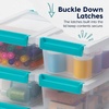image:imageIRIS USA 2 Qt Craft Storage Bins with Lids 6Pack Made in USA Clip Box Small Tall Plastic Sensory Bin Tote Organizer Containers for Art Supplies Paper amp Office Stackable  ClearSeafoam BlueClearSeafoam Blue