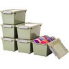 image:imageIRIS USA 2 Qt Craft Storage Bins with Lids 6Pack Made in USA Clip Box Small Tall Plastic Sensory Bin Tote Organizer Containers for Art Supplies Paper amp Office Stackable  ClearSeafoam BlueSage Green