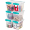 image:imageIRIS USA 2 Qt Craft Storage Bins with Lids 6Pack Made in USA Clip Box Small Tall Plastic Sensory Bin Tote Organizer Containers for Art Supplies Paper amp Office Stackable  ClearSeafoam BlueClearSeafoam Blue