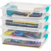image:imageIRIS USA 2 Qt Craft Storage Bins with Lids 6Pack Made in USA Clip Box Small Tall Plastic Sensory Bin Tote Organizer Containers for Art Supplies Paper amp Office Stackable  ClearSeafoam BlueClearSeafoam Blue