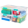 image:imageIRIS USA 2 Qt Craft Storage Bins with Lids 6Pack Made in USA Clip Box Small Tall Plastic Sensory Bin Tote Organizer Containers for Art Supplies Paper amp Office Stackable  ClearSeafoam BlueClearSeafoam Blue