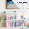 image:imageIRIS USA 2 Qt Craft Storage Bins with Lids 6Pack Made in USA Clip Box Small Tall Plastic Sensory Bin Tote Organizer Containers for Art Supplies Paper amp Office Stackable  ClearSeafoam BlueClearSeafoam Blue