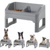 image:imageIRIS USA Elevated Dog Bowls Adjustable Stand Raised Feeding Station with Removable Double Food and Water Bowls Easy Clean Design Indoor Pet Feeding System for Small to Large Dogs GrayDog Feeding Station