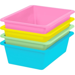 image:imageIRIS USA Plastic Storage Bins Containers Large 4 Pack Sensory Bin Craft Storage Craft Organizers and Storage Organizing Container for Home Office and School Supplies Stackable PastelPastel