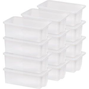image:imageIRIS USA Plastic Storage Bins Containers Large 4 Pack Sensory Bin Craft Storage Craft Organizers and Storage Organizing Container for Home Office and School Supplies Stackable PastelClear