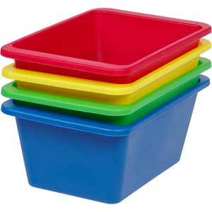 image:imageIRIS USA Plastic Storage Bins Containers Large 4 Pack Sensory Bin Craft Storage Craft Organizers and Storage Organizing Container for Home Office and School Supplies Stackable PastelPrimary