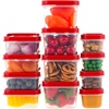 image:imageIRIS USA 16 PC Plastic Food Storage Containers With Lids  8 Containers amp 8 Lids To Go Meal Prep Leftovers Office Lunch Potluck Food Storage Microwave Dishwasher amp Freezer Safe BPAFreeClearRed