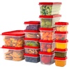 image:imageIRIS USA 16 PC Plastic Food Storage Containers With Lids  8 Containers amp 8 Lids To Go Meal Prep Leftovers Office Lunch Potluck Food Storage Microwave Dishwasher amp Freezer Safe BPAFreeClearRed