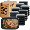 image:imageIRIS USA Meal Prep Containers 36oz  50 Pack 100Piece 2Compartment Reusable Food Storage Containers with Lids Plastic Kitchen Food Prep To Go Lunch Box Microwave Freezer Dishwasher Safe Black34 Oz  1 comp