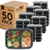 image:imageIRIS USA Meal Prep Containers 36oz  50 Pack 100Piece 2Compartment Reusable Food Storage Containers with Lids Plastic Kitchen Food Prep To Go Lunch Box Microwave Freezer Dishwasher Safe Black36 Oz  2 comp