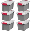 image:imageIRIS USA 12 Gallon Lockable Storage Totes with Lids 4 Pack  Gray HeavyDuty Durable Stackable Containers Large Garage Organizing Bins Moving Tubs Rugged Sturdy Equipment Utility Tool BoxGray