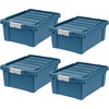 image:imageIRIS USA 12 Gallon Lockable Storage Totes with Lids 4 Pack  Gray HeavyDuty Durable Stackable Containers Large Garage Organizing Bins Moving Tubs Rugged Sturdy Equipment Utility Tool BoxNavy