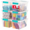 image:imageIRIS USA 2 Qt Craft Storage Bins with Lids 6Pack Made in USA Clip Box Small Plastic Sensory Bin Tote Organizer Containers for Art Supplies Paper amp Office Stackable  ClearBlackClearSeafoam Blue