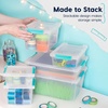 image:imageIRIS USA 2 Qt Craft Storage Bins with Lids 6Pack Made in USA Clip Box Small Plastic Sensory Bin Tote Organizer Containers for Art Supplies Paper amp Office Stackable  ClearBlackClearSeafoam Blue