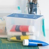 image:imageIRIS USA 2 Qt Craft Storage Bins with Lids 6Pack Made in USA Clip Box Small Plastic Sensory Bin Tote Organizer Containers for Art Supplies Paper amp Office Stackable  ClearBlackClearSeafoam Blue