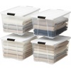 image:imageIRIS USA 72 Qt Stackable Plastic Storage Bins with Lids 4 Pack  BPAFree Made in USA  SeeThrough Organizing Solution Latches Durable Nestable Containers Secure Pull Handle  ClearWhite4 Pack