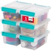 image:imageIRIS USA 2 Qt Craft Storage Bins with Lids 6Pack Made in USA Clip Box Small Plastic Sensory Bin Tote Organizer Containers for Art Supplies Paper amp Office Stackable  ClearBlackClearSeafoam Blue