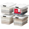 image:imageIRIS USA 72 Qt Stackable Plastic Storage Bins with Lids 4 Pack  BPAFree Made in USA  SeeThrough Organizing Solution Latches Durable Nestable Containers Secure Pull Handle  ClearWhite4 Pack