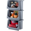 image:imageIRIS USA Open Front Storage Bins Jumbo Heavy Duty Garage Storage Stackable Storage Bins Tools Hardware Hose Household Product Sporting Goods Interlocked Secure Stacking 3 Pack Dark GrayLarge  3 Pack