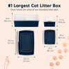 image:imageIRIS USA XXLarge Side Entry Cat Litter Box Navy  MultiCat Use Extended Length Design Extra Room Interior Jumbo Capacity Pan Comfortable Space Multiple Cat ReadyNavy