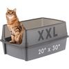 image:imageIRIS USA XXLarge Side Entry Cat Litter Box Navy  MultiCat Use Extended Length Design Extra Room Interior Jumbo Capacity Pan Comfortable Space Multiple Cat ReadyGray