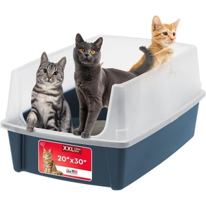 image:imageIRIS USA XXLarge Side Entry Cat Litter Box Navy  MultiCat Use Extended Length Design Extra Room Interior Jumbo Capacity Pan Comfortable Space Multiple Cat ReadyNavy