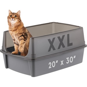 image:imageIRIS USA XXLarge Side Entry Cat Litter Box Navy  MultiCat Use Extended Length Design Extra Room Interior Jumbo Capacity Pan Comfortable Space Multiple Cat ReadyGray