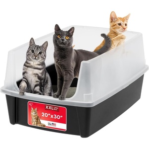 image:imageIRIS USA XXLarge Side Entry Cat Litter Box Navy  MultiCat Use Extended Length Design Extra Room Interior Jumbo Capacity Pan Comfortable Space Multiple Cat ReadyBlack