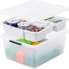 image:imageIRIS USA 18 Quart Clear Storage Organizer with Removable Dividers  Removable dividers organize tools pantry goods and household supplies Stackable design saves space18 Qt