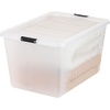 image:imageIRIS USA 18 Quart Clear Storage Organizer with Removable Dividers  Removable dividers organize tools pantry goods and household supplies Stackable design saves space55 Qt