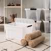 image:imageIRIS USA 18 Quart Clear Storage Organizer with Removable Dividers  Removable dividers organize tools pantry goods and household supplies Stackable design saves space32 Qt