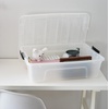 image:imageIRIS USA 18 Quart Clear Storage Organizer with Removable Dividers  Removable dividers organize tools pantry goods and household supplies Stackable design saves space27 Qt