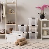 image:imageIRIS USA 18 Quart Clear Storage Organizer with Removable Dividers  Removable dividers organize tools pantry goods and household supplies Stackable design saves space32 Qt