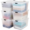 image:imageIRIS USA 18 Quart Clear Storage Organizer with Removable Dividers  Removable dividers organize tools pantry goods and household supplies Stackable design saves space55 Qt