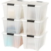 image:imageIRIS USA 18 Quart Clear Storage Organizer with Removable Dividers  Removable dividers organize tools pantry goods and household supplies Stackable design saves space32 Qt