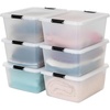 image:imageIRIS USA 18 Quart Clear Storage Organizer with Removable Dividers  Removable dividers organize tools pantry goods and household supplies Stackable design saves space18 Qt